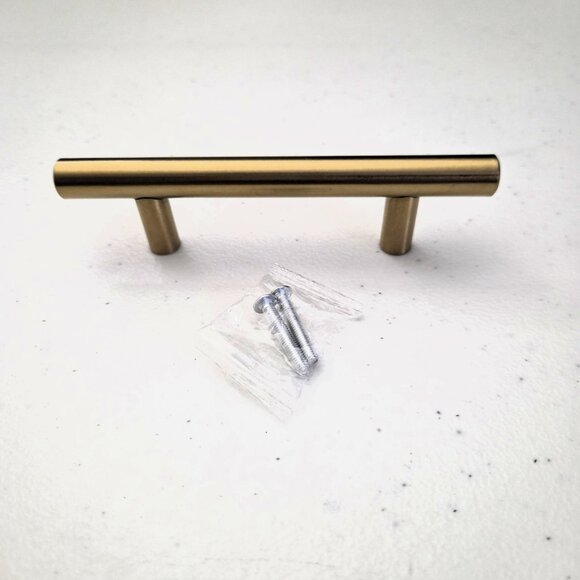 Brushed Brass Cabinet Pulls Gold Handles 3" Hole 5" Length 10 Pack NEW Vudeco - Picture 4 of 5